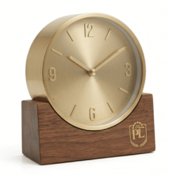 PERRYLAWNYC Walnut and Brass Minimalist Desk Clock