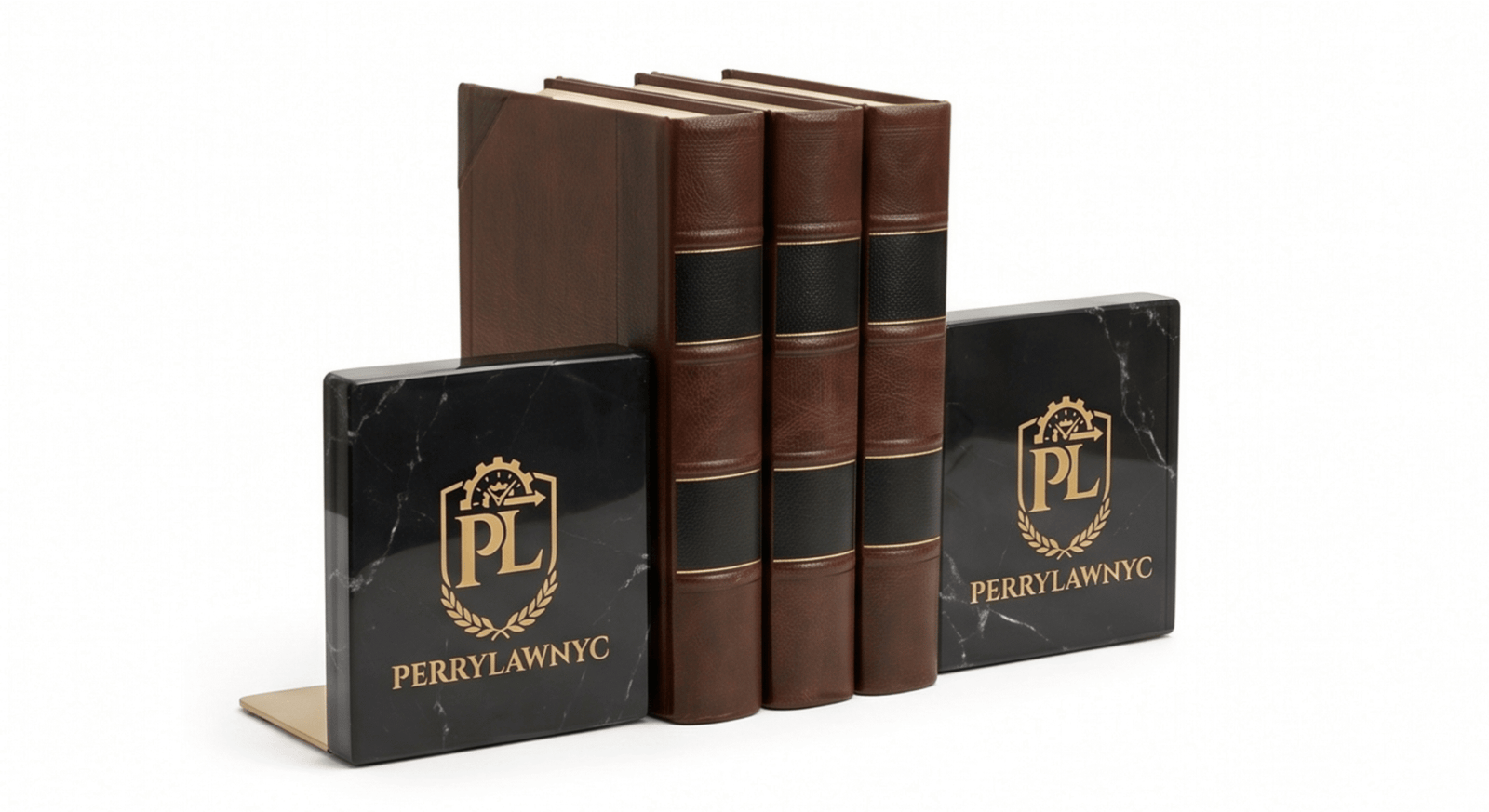 PERRYLAWNYC Luxury Marble and Brass Executive Bookends