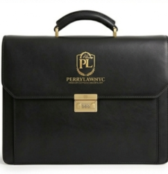 PERRYLAWNYC Classic Leather Legal Briefcase